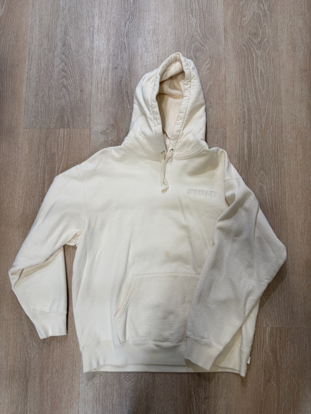 Supreme Cream Off-White Hooded Sweatshirt